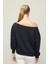 Kadın Düşük Omuzlu Uzun Kollu Örme Sweatshirt 2
