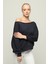 Kadın Düşük Omuzlu Uzun Kollu Örme Sweatshirt 3
