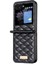 Samsung Galaxy Z Flip5 Siyah Için Rhombic Doku Deri Kılıf (Yurt Dışından) 2