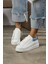 Dukine Kadın Sneakers Bağcıklı Arka Helogramlı Beyaz&mavi Deri 2
