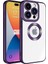 Apple iPhone 15 Pro Max Kapak Yanları Renkli Lens Korumalı Logo Gösteren Şeffaf Luxury Silikon Kılıf - Mor 1
