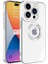 Apple iPhone 15 Pro Kapak Yanları Renkli Lens Korumalı Logo Gösteren Şeffaf Luxury Silikon Kılıf - Gümüş 1