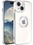 Apple iPhone 15 Kapak Yanları Renkli Lens Korumalı Logo Gösteren Şeffaf Luxury Silikon Kılıf - Gümüş 1