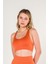 New Season Fitilli Çapraz Detaylı Crop Top Büstiyer Seamless Spor Sütyeni Turuncu 2