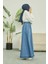 2215-DENIM Mevlana Düğmeli Etek Mavi 2