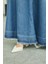 2215-DENIM Mevlana Düğmeli Etek Mavi 3