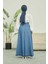 2215-DENIM Mevlana Düğmeli Etek Mavi 4