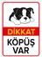 Dikkat Köpek Var Levhası Dikkat Köpüş Var - Dekote Malzeme 30X50 cm 1