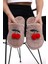 Peluş KZ28 Kiraz Desenli Kışlık Kadın Peluş Ev Terliği 3