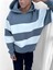 Oversize Çizgili Kapüşonlu Sweatshirt Füme 1