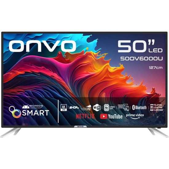 Onvo 50OV6000U 50 127 Ekran Uydu Alıcılı 4K Ultra HD Android Smart LED TV