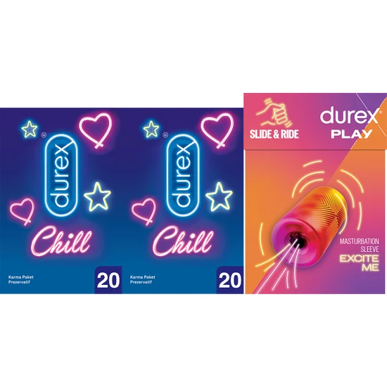 Durex Manuel Mastürbatör + Durex Chill Prezervatif 40lı