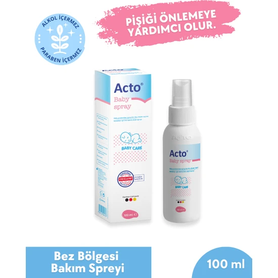 Acto® Baby Spray 100 ml Bebekler İçin Koruyucu Pişik Spreyi - Bez Bölgesi Bakım Spreyi