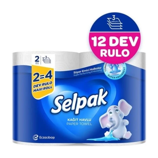 Selpak Dev Rulo Kağıt Havlu 12'li