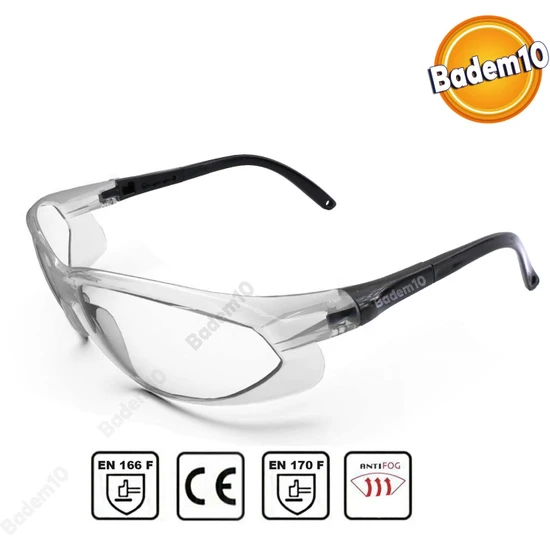Badem10 Bisiklet Motor İş Güvenlik Gözlüğü Lazer Uv Koruyucu Gözlük S900 Şeffaf