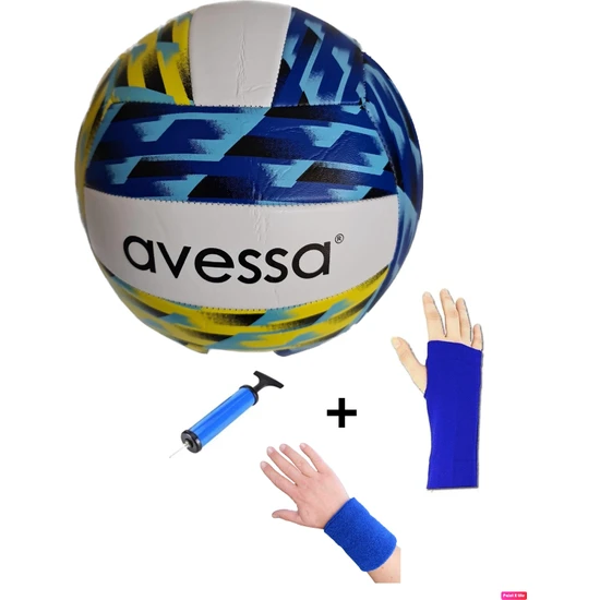 Avessa Dikişli Yumuşak Deri Soft Touch Antrenman Salon Voleybol Topu Pompa + Kolluk + Havlu Bilek