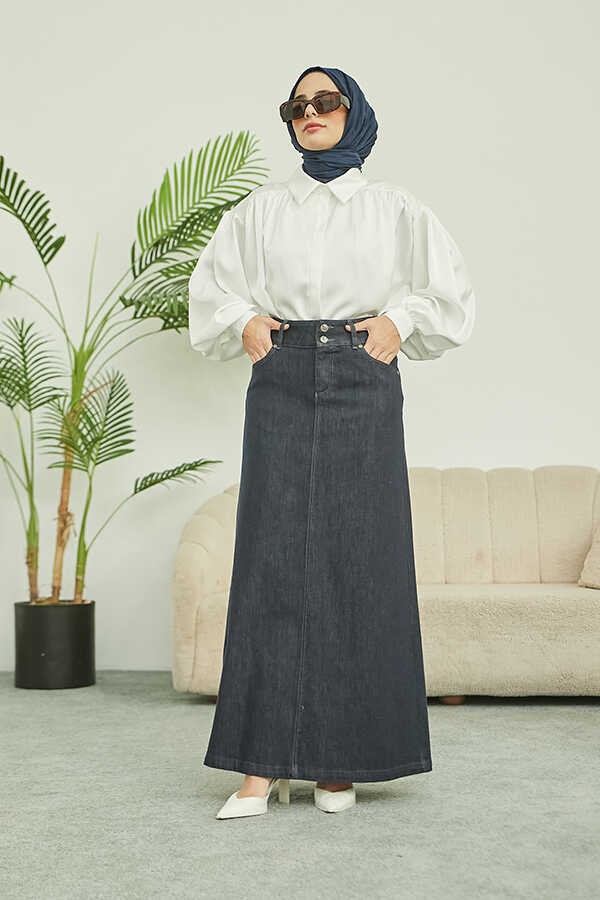 Neways 2254-DENIM Klasik Etek Füme