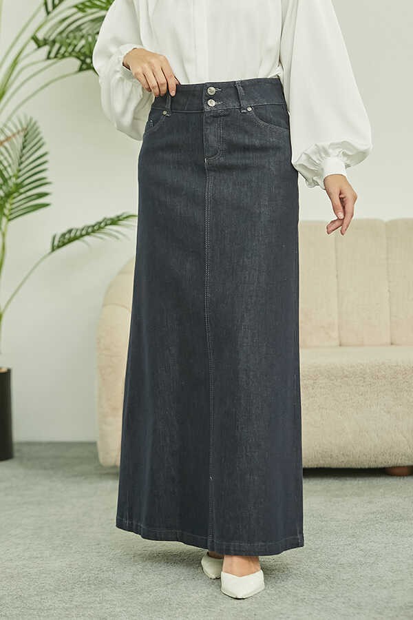 Neways 2254-DENIM Klasik Etek Füme görsel 5