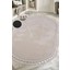 Relax Krem Oval Salon Oda Koridor Halısı Ponpon Saçaklı Yıkanabilir Kaymaz Dekoratif Peluş Yolluk 1
