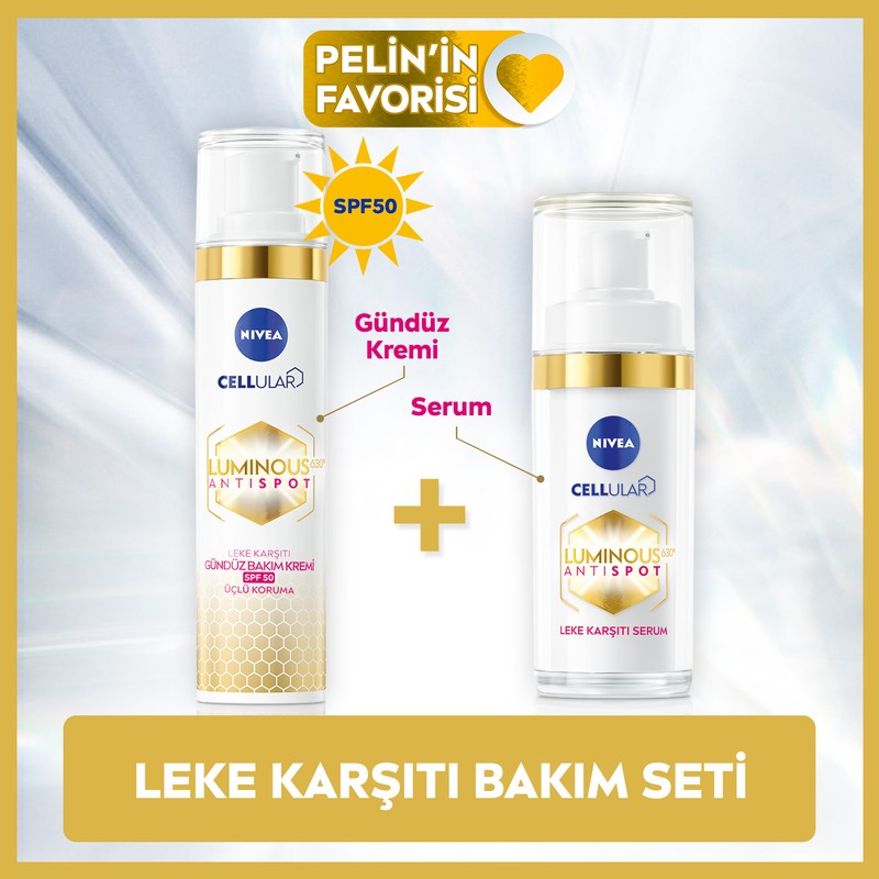 Nivea Luminous630 Leke Karşıtı Gündüz Yüz Kremi 40ml ve E Vitamini İçeren Serum 30ml Tüm Cilt Tipleri İçin Yenileyici