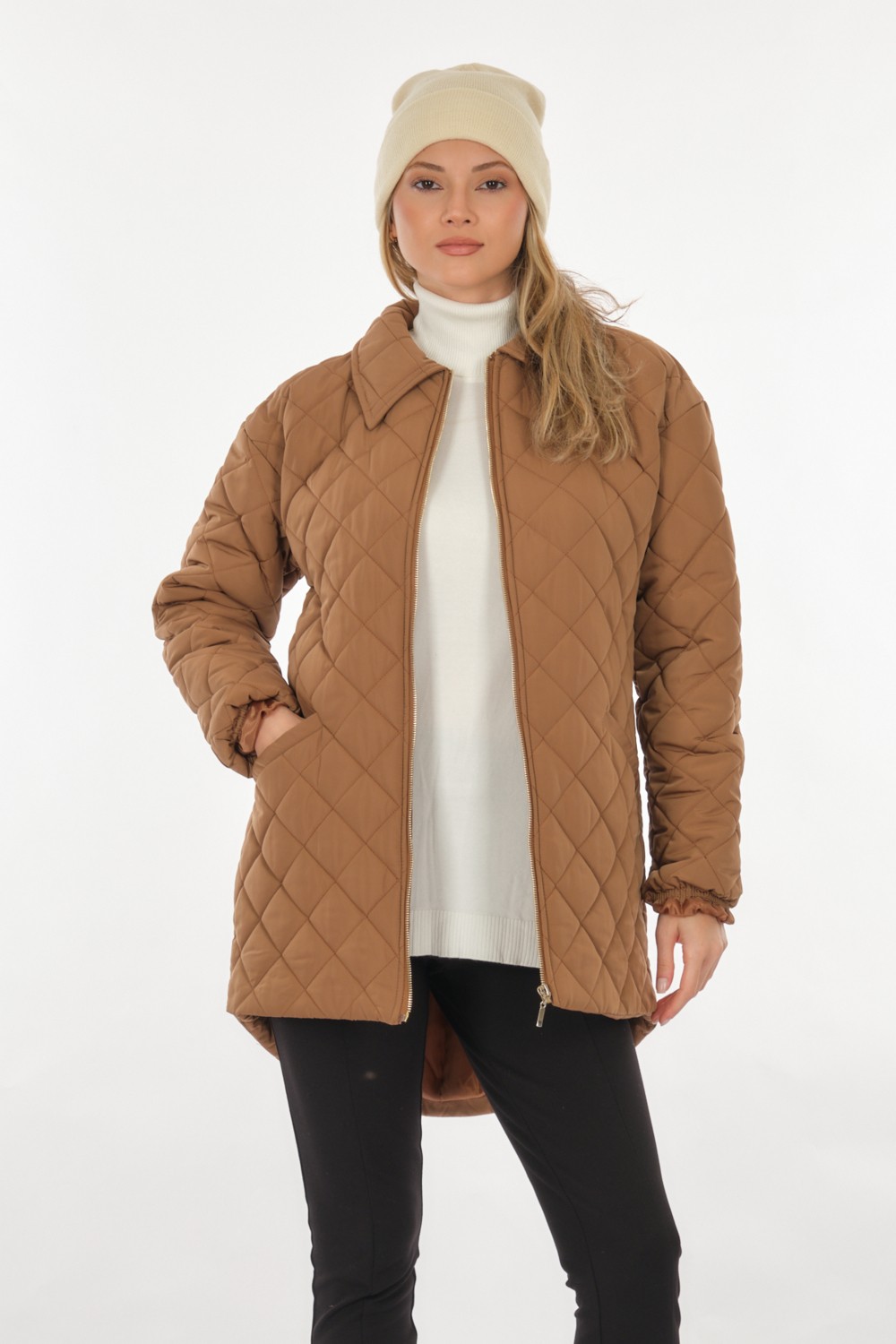 Doop Oversize Kapitone Midi Kaban - Günlük Şıklık, Sıcak ve Rahat görsel 3
