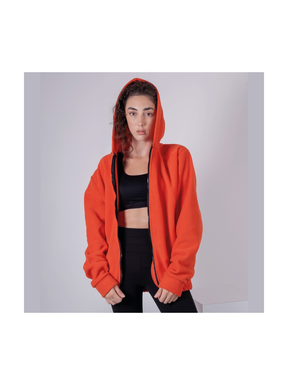 Vatkalimon Kadın Erkek Fermuarlı Kapşonlu Polar Sweatshirt - Görsel 4