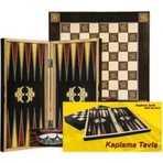Eser Sedef Ahşap Kaplama Tavla Büyük Boy Şık Tasarım 48.5 x 50 cm Oyun Takımı