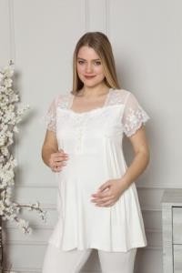 Limissi 2208 Ecru Hamile Lohusa Dantelli Pijama Tk