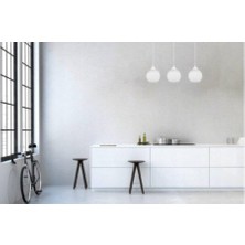 Riolight  Modern,retro3,vintage Opalbeyaz Camlı 3XE27 Sıralı Beyaz Metal Gövde Masa Üstü Sarkıt Avize