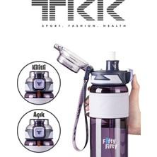 Vagonlife Tkk 1000 ml Çift Kullanım Pipetli/rahat Içim Bpa Içermeyen Taşıma Askılı Tritan Su Matarası FFTKK1020-1000