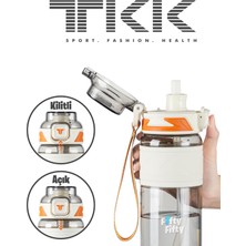 Vagonlife Tkk 1000 ml Çift Kullanım Pipetli/rahat Içim Bpa Içermeyen Taşıma Askılı Tritan Su Matarası FFTKK1020-1000