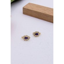 Latif Kuyumcu 14 Ayar Altın Küpe Damla Lacivert Taşlı Çocuk Küpe