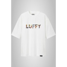 Anime Senpai Luffy Onepiece Beyaz Oversize Unisex Tshirt  (LFYOVR010)