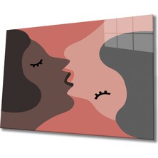 Bay Çağrı Illüstrasyon Karikatür Öpücük Cam Tablo, Ev ve Ofis Duvar Dekoru, Hediyelik Büyük Temperli Cam Tablo