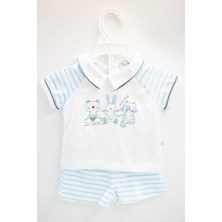 &100 PAMUK 2'Lİ ANİMALS BABY  ERKEK BEBEK ŞORT TAKIM