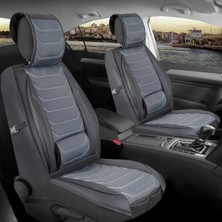 Ack Peugeot 2008 Uyumlu Yarı Deri Oto Koltuk Kılıfı Ön-Arka Set Anka Füme