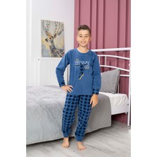Mutlu City Yeni Sezon Sonbahar/kış Erkek Çocuk Skate Desenli Polar Pijama Takımı 4515