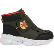 Cool Haki Cırtlı Işıklı Hafif Taban Erkek Çocuk Bot
