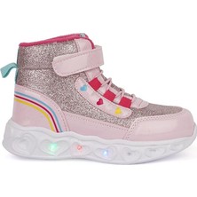 Cool Pembe & Siyah Cırtlı Işıklı Hafif Taban Kız Çocuk Bot