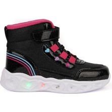 Cool Pembe & Siyah Cırtlı Işıklı Hafif Taban Kız Çocuk Bot