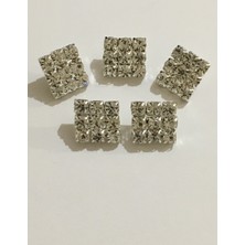 Karan Tuhafiye Taşlı Düğme Kare Model 5 Li Set 1,3 cm