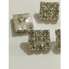Karan Tuhafiye Taşlı Düğme Kare Model 5 Li Set 1,3 cm