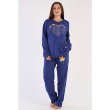 Vienetta Pamuklu Kadın Büyük Beden Uzun Kol Pijama Takım
