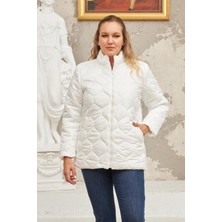 Rmg Kapitone Büyük Beden Beyaz Mont