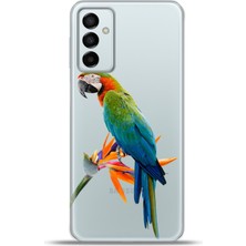 Cupcase  Samsung GALAXYM23 Kılıf Esnek Silikon Kamera Koruma 4K Desenli Özel Tasarım - Macaw Papağan