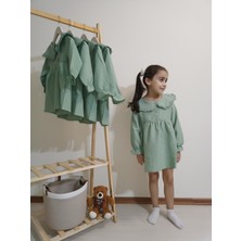 Ada Kids Müslin Kumaş Bebe Yaka Kız Çocuk Elbise
