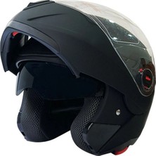 Ebakbak  Motosiklet Kaskı Sertifikalı Ece Belgeli Çene Açılır Motosiklet Kaskı Güneş Vizörlü Mat Siyah