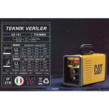 Cat DZ141T 140 Amper Tıg Lıft/mma Çanta Tipi Profesyonel Dijital Inverter Kaynak Makinesi + Cat DX37 Avuç Taşlama