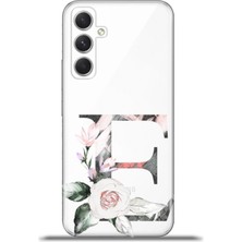 Cupcase  Samsung Galaxy A54 5g Kılıf Esnek Silikon Kamera Koruma Kişiye Özel Harfler Flora - E Harfi