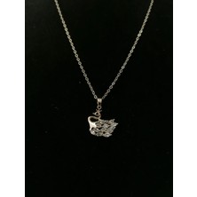 Pink Bijuteri Kadın Kararmaz Garantili Zirkon Taşlı Parlak Kuğu Detaylı Kolye